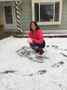 9 weeks post-op, making snowballs